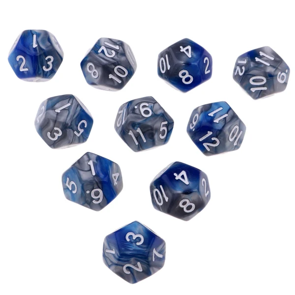 Eco-Friendly Maxbell Multi-sided Dice Polyhedron Dice D12 for D D TRPG Table Game Blue Grey Casual