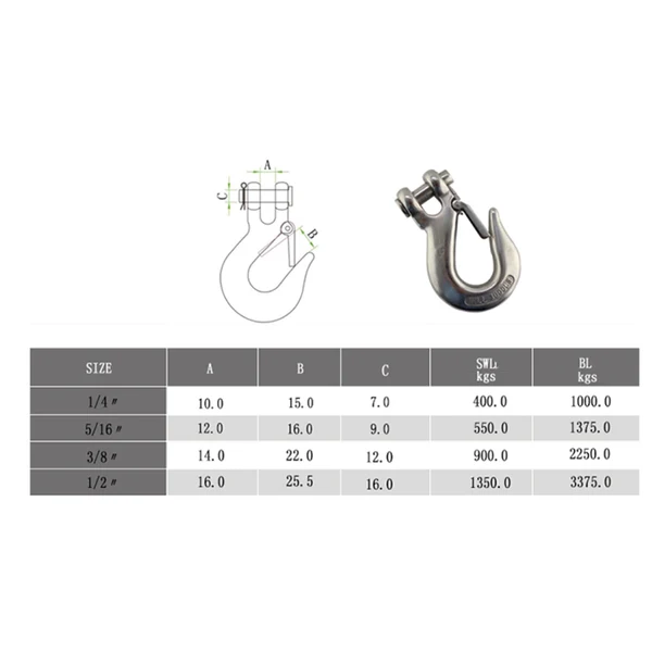 Versatile Maxbell Marine 316 Stainless Steel Trailer Safety Chain Latch Clevis Hook 0.25 inch Original