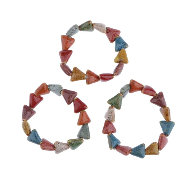 Reliable Maxbell Fashion Women Boho Ceramic Charms Beads Bracelet Elastic Bangle Triangular Trendy