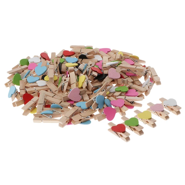 Advanced Maxbell 100pcs Heart Wooden Photo Clips Paper Peg Clothespins for Gifts Baby Showers Exclusive