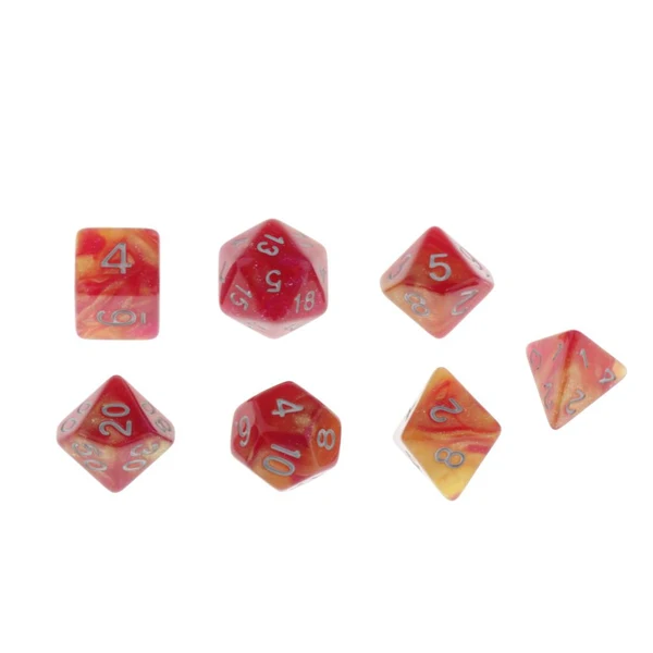 Exceptional Maxbell 7pcs Polyhedral Dice D4 D6 D8 D10 D12 D20 for DnD RPG Games Red Yellow Professional
