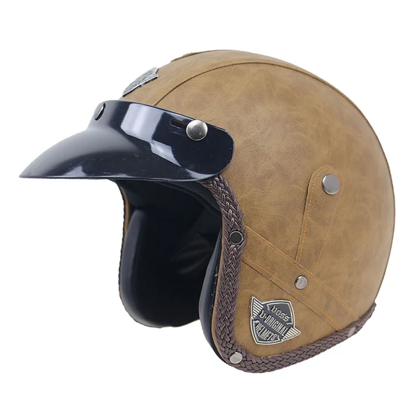 Organic Maxbell Vintage Motorcycle Helmets 3 4 Open Chopper Bike Helmet PU Leather M Type 1 Proven