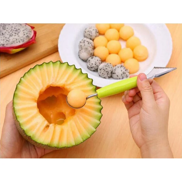 Exceptional Maxbell Dual-use Double Head Stainless steel Fruit Carving Knive Scoop Green Carefully Designed