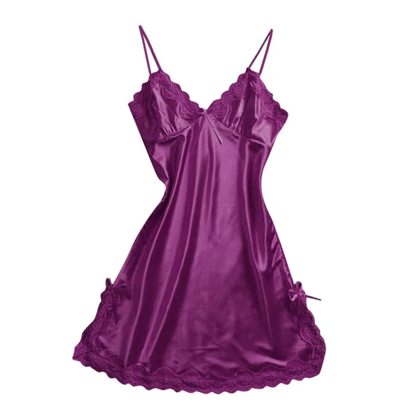 Genuine Maxbell Womens Sexy Lingerie Sleepwear Satin Bowknot Lace Babydoll Cami Dress XXL Elegant