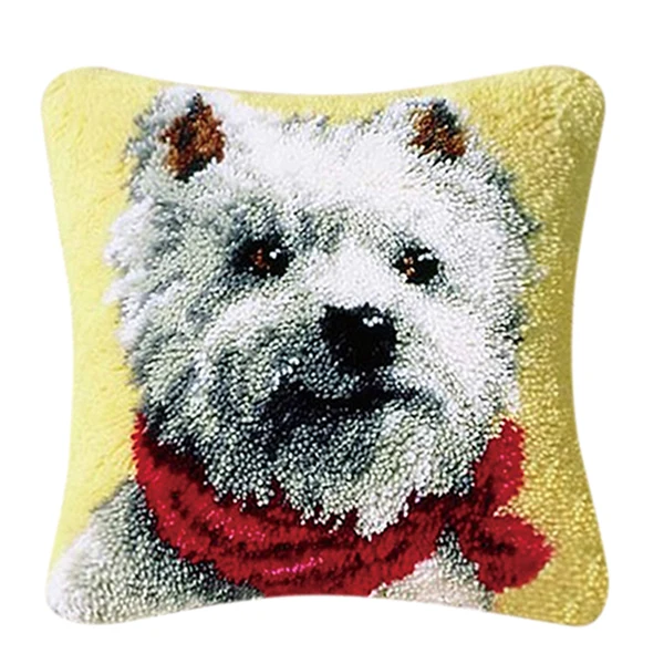 Flexible Maxbell DIY Pillow Cover Latch Hook Kits for Beginner Animals Pattern Tie Dog Powerful