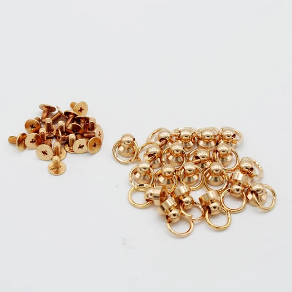 Effective Maxbell 20 Sets Brass Button Rivet Studs Screw Back Round Head Ring Craft Golden Smart