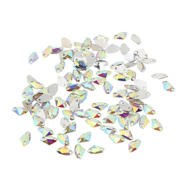 Long-Lasting Maxbell 100pcs Sew on Crystal AB Rhinestone Flatback Beads Crafts 9x14mm Carefully Designed