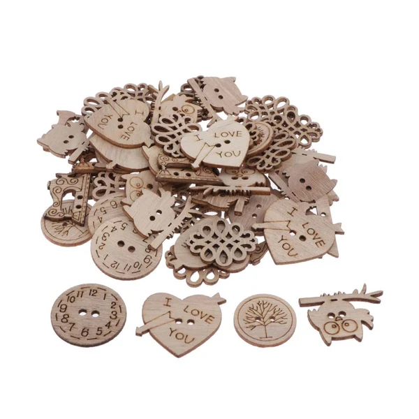 Traditional Maxbell 50Pc Wood Shaped Embellishments Scrapbooking Crafts Wood Tags Decoration DIY Selected