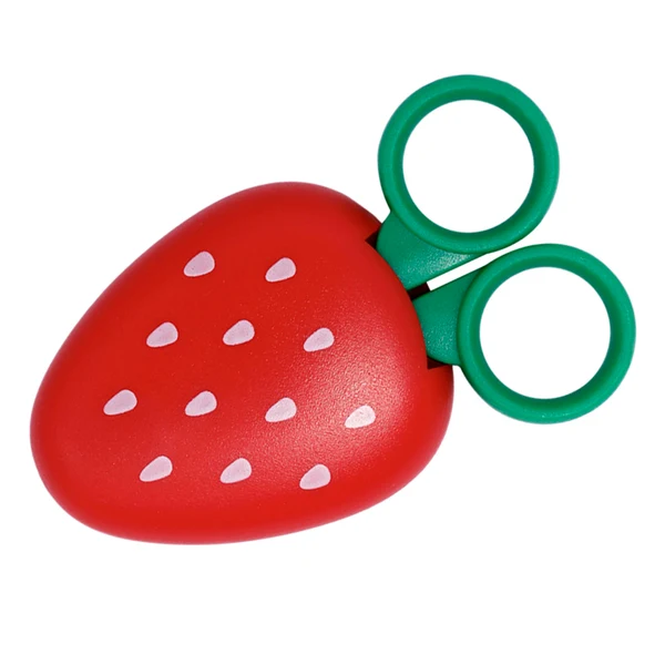 Detailed Maxbell Round Head Safety Scissors with Fruit Shaped Magnet Holder Strawberry Consistent