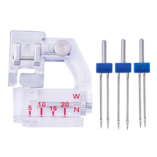 Selected Maxbell 3pcs Double Twin Needles with Rolled Hem Foot for Home Sewing Machine Comfortable