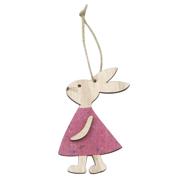 Luxury Maxbell Easter Hanging Ornament Wooden Rabbit Shape Festival Party Decor Pink Practical