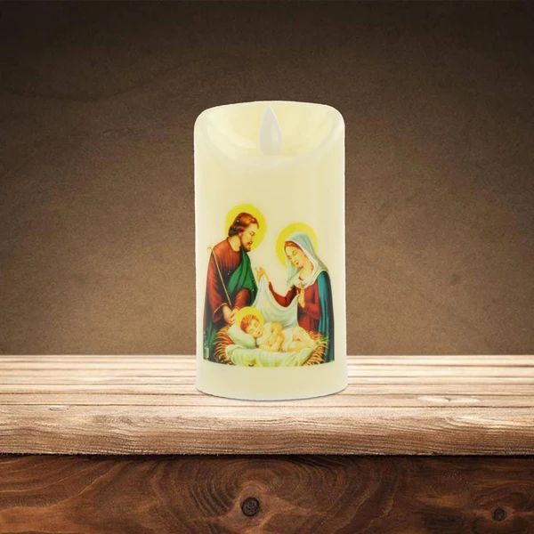 Breathable Maxbell Electronic Candle Flameless Pillar Light Decoration Saint Family Functional
