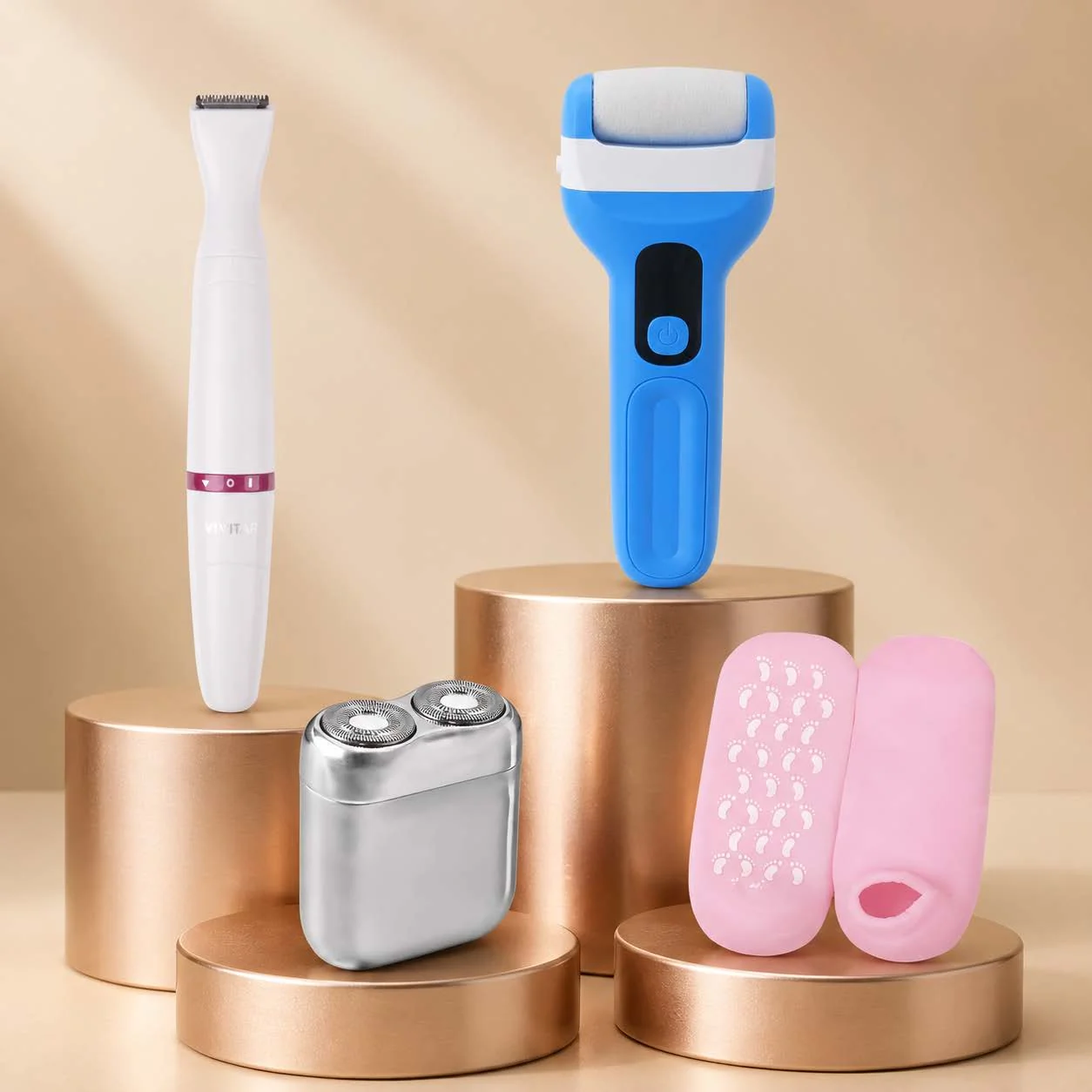 Recyclable PL031B Beautiful Legs and Feet Premium Grooming Set with Bikini Styler Pro Shaver Electric Foot Smoother and Moisture Socks for Smooth Skin Care Powerful