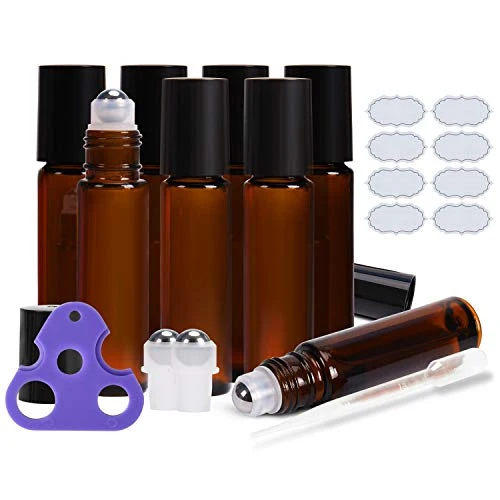 Smart 8 Pcs Roll on Glass Bottles 10ml Responsible