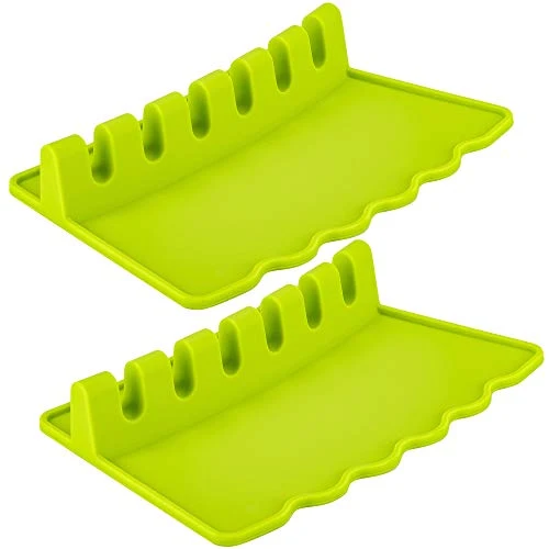 First-Class ULG 6 Hole Spoon Rest Kitchen Utensil Holder - Green Practical