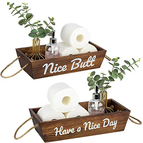 Dependable ULG 2 Pack Bathroom Decor Box with 2 Sides Funny Printing Functional