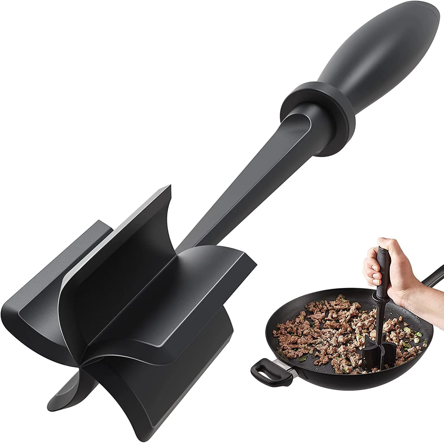 Advanced Meat Chopper Hamburger Grinder Premium Heat Resistant Smasher for Ground Beef Burger Grinder Nylon Potato Mix Tool-Black Recyclable