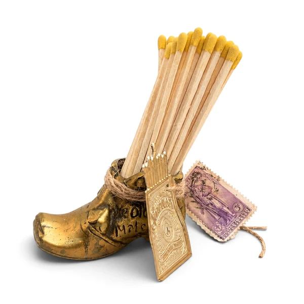 Original Oliver Vintage Brass Shoe Match Holder Convenient