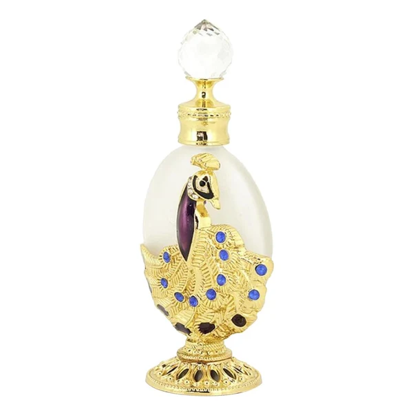 Fast Mini Glass Refillable Perfume Bottle 30ml Easy to Use Peacock Style Gold Pure