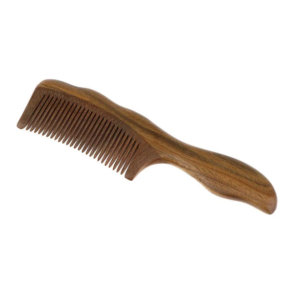 Exceptional Handmade Anti-Static Natural Green Sandalwood Comb Fine Tooth with Handle Casual