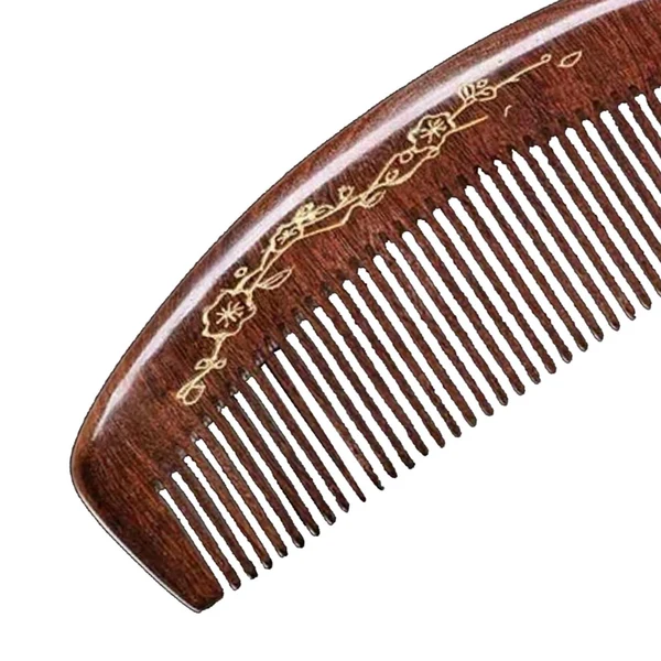 Elite Handmade Polish Natural Sandalwood Comb Scalp Massage Detangling Hair Brush Medium Tooth Contemporary