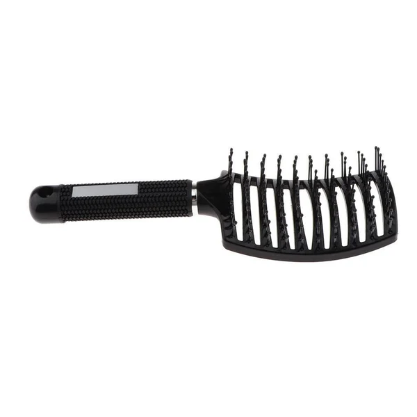Practical Large PVC Vented Hair Brush Hairdressing Big Bend Massage Comb Black Excellent