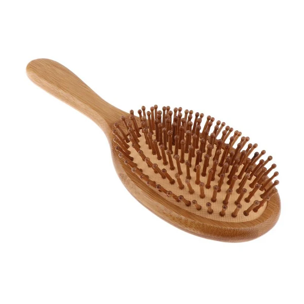 Luxury Natural Bamboo Paddle Hairbrush Massage No Static Cushion Brush Comb Round Official