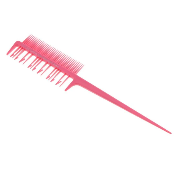 Soft 2 Side Hair Dyeing Comb Highlight Weaving Cutting Brush Salon Tool Pink Modern