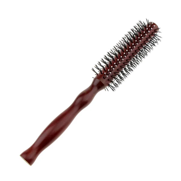 High-Quality Wooden Handle Hairdressing Hair Comb Curling Rolled Brush Styling Hairbrush M Prestigious