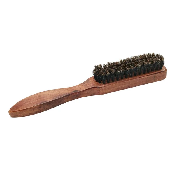 Enhanced Men Firm Bristle Brush Beard Mustache Grooming Shaving Wooden Comb Curved Optimized