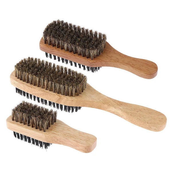 Innovative 2-side Men Boar Hair Bristle Beard Mustache Brush with Wood Handle 3 Size A Advanced