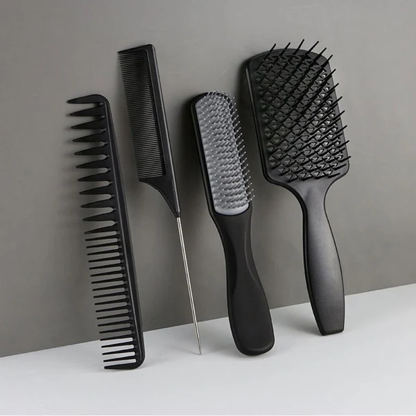 Efficient 4-pack Hairbrush Hair Comb Set for Curly Natural Hair Black Eco-Friendly