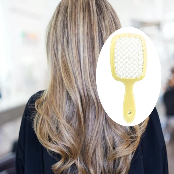 Reusable Hair Brush Vented Styling Anti-Static Hairdressing for Curly Hair Yellow Official