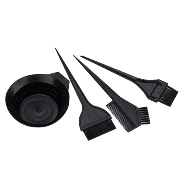 Traditional Salon Hair Color Dye Bowl Comb Brush Ear Cover Hairdressing Tools 4pcs Long-Lasting