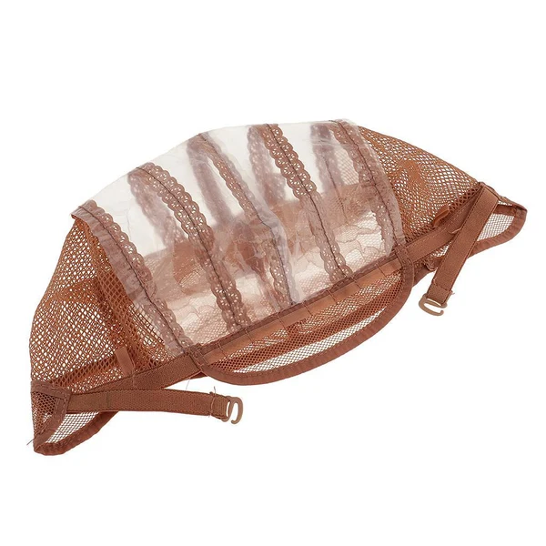 Selected Wig Making Base Inner Cap Adjustable Weave Breathable Weaving Lace Net Brown Detailed