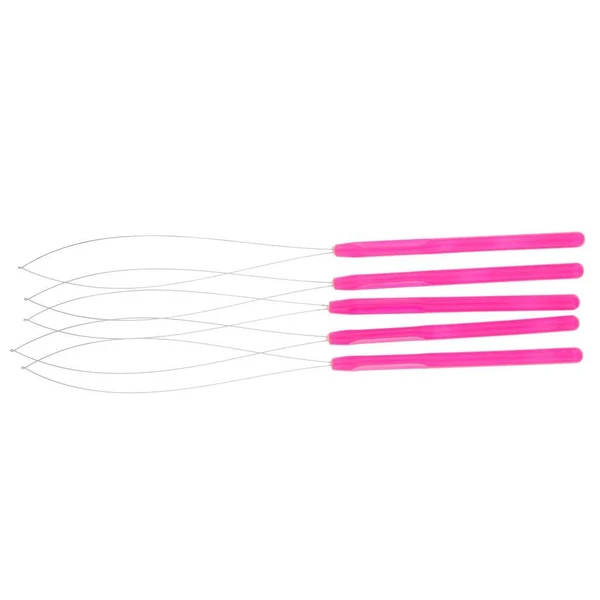 Innovative Hair Extension Loop Needle Threader Wire Pulling Hook Tool Micro Rings Beads Rose Red Verified