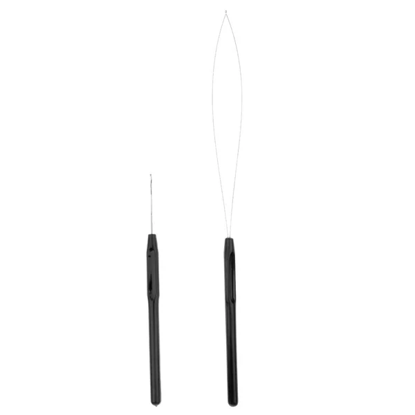 World-Class Loop Needle Threader Wire Pulling Hook Weaving Dreadlock Crochet Needle Set Black Solid