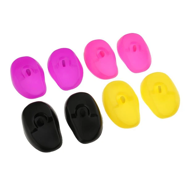Luxury 4 Pairs Silicone Ear Cover Hair Dye Coloring Shield Cap Protects Ear from Dryers Irons Chemicals Pure