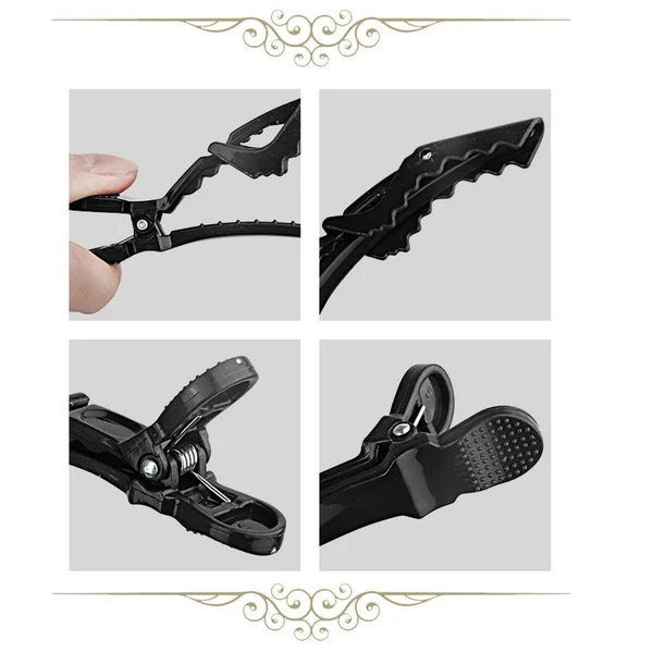 Breathable 6Pcs Professional Hair Sectioning Clips Duckbill Clamp Extra Large Black Specialty
