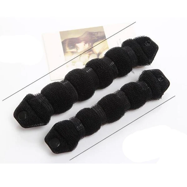 Fast 2x Sponge Hair Styling Donut Bun Maker Former Ring Shaper Tool Black Recyclable