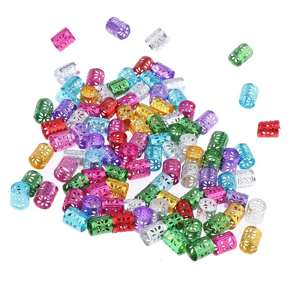 Prestigious 100pcs Pro Hair Cuffs Aluminum Dreadlock Beads For DIY Hairstyle Braids Tail Natural