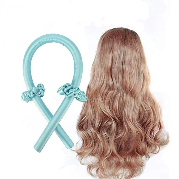 Exclusive Women Hair Styling Heatless Curling Rod Headband Wave Hair Curlers Blue Fashionable