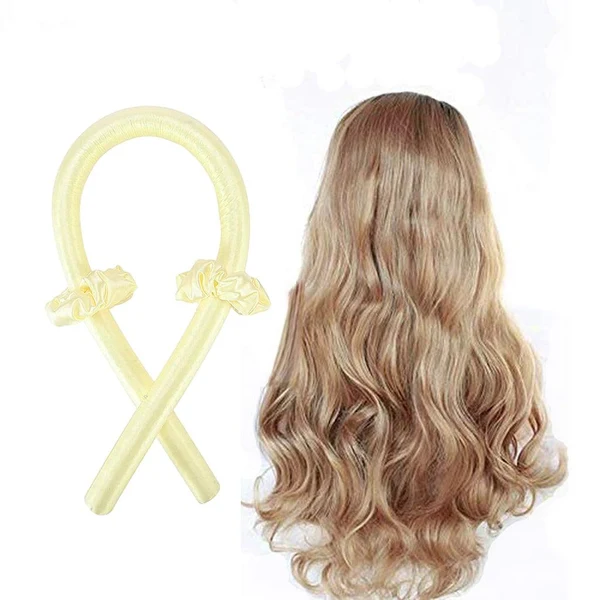 Verified Women Hair Styling Heatless Curling Rod Headband Wave Hair Curlers Yellow Innovative