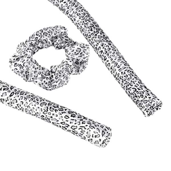 Professional No Heat Heatless Curling Rod Headband Lazy Curlers Soft Shiny White Leopard Secure