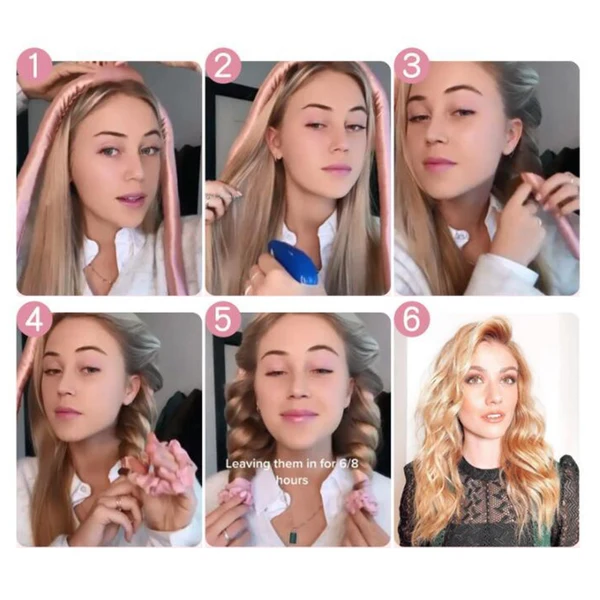Elegant Heatless Curling Rod Headband No Heat Curls Curler Set Light Grey Reliable