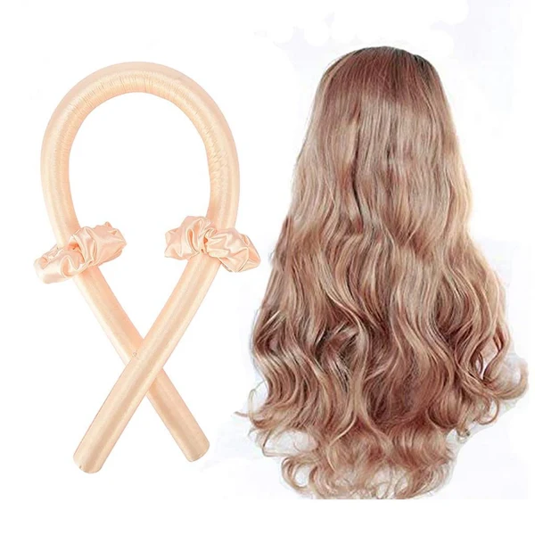 Verified Women Hair Styling Heatless Curling Rod Headband Wave Hair Curlers Pink Organic