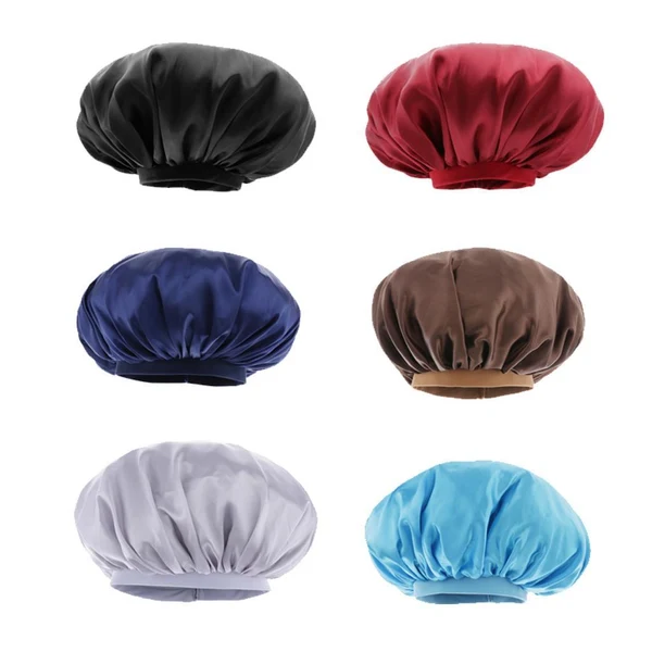 Organic Adjustable Satin Silk Bonnet Night Sleep Cap Hat For Long Curly Natural Hair Coffee Sustainable