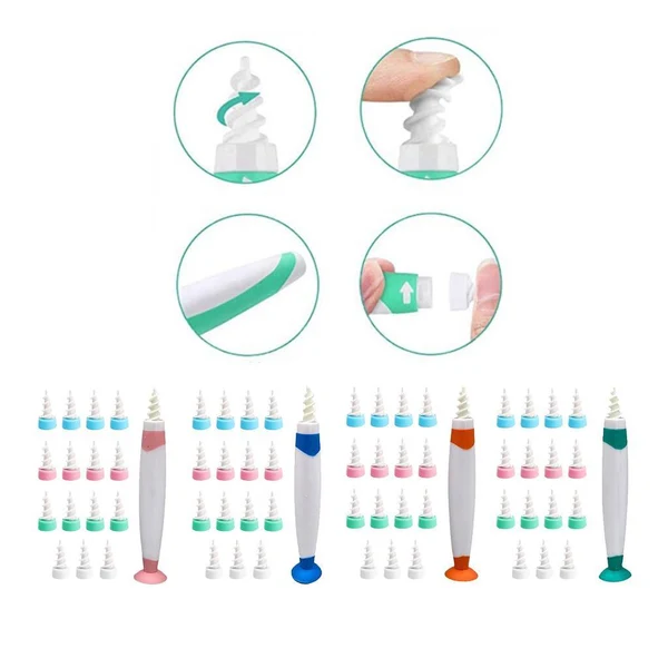 Top-Quality Ear Wax Cleaner Removal Swab Earwax Remover Spiral Soft Tool Earpick Pink Certified