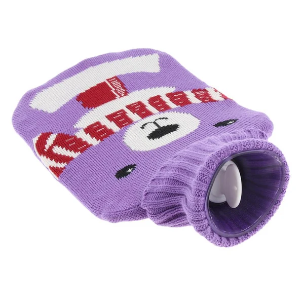 Environmentally Friendly 2L Durable PVC Massage Thickened Hot Water Bottle with Cloth Cover Purple Classic