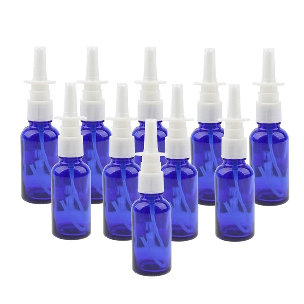 High-Quality 10pcs Glass Empty Refillable Nasal Spray Bottles Fine Mist Vials 30ml Blue Outstanding